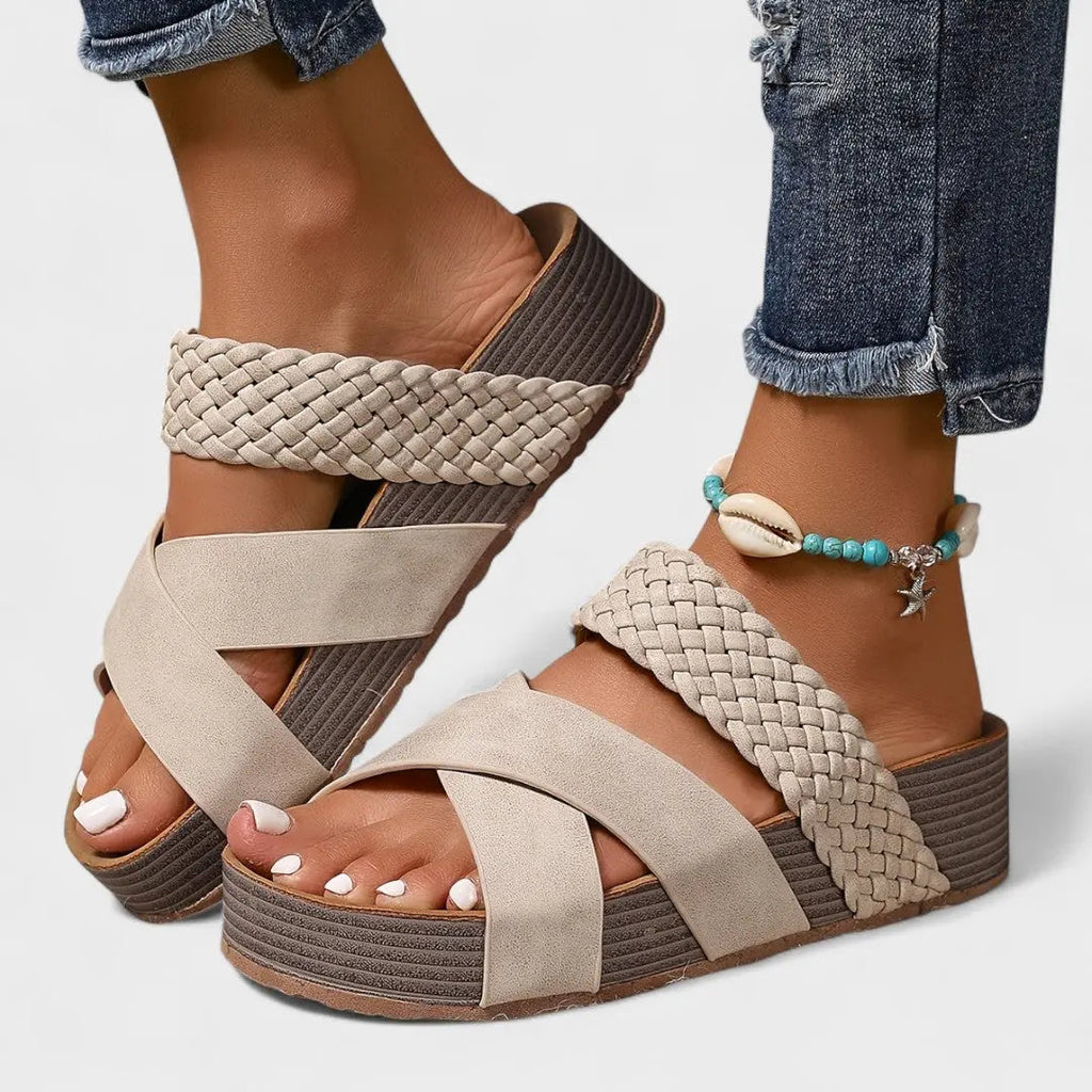 Alivia | Quilted Cross Strap Platform Sandals for Women