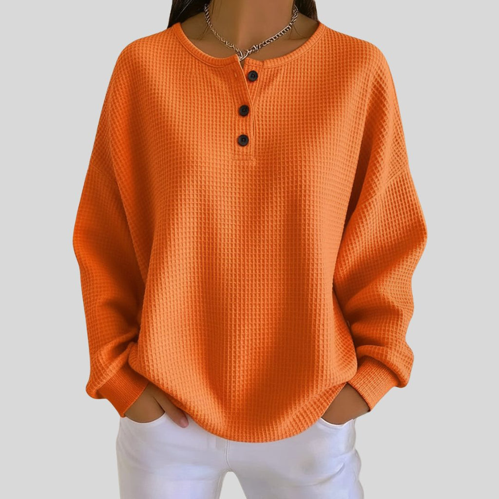 Calypso | Ribbed Knit Henley Sweatshirt for Women