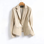 Camellia | Leather Single-Breasted Blazer with Lapel for Women
