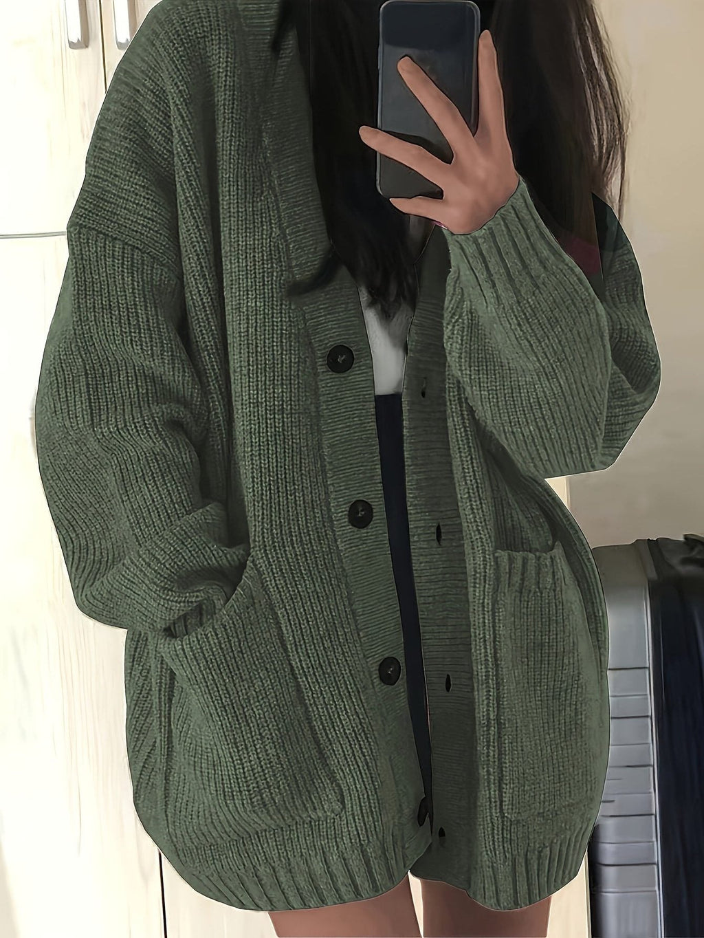 Carla | Chunky Knit Oversized Cardigan with Button-Front for Women
