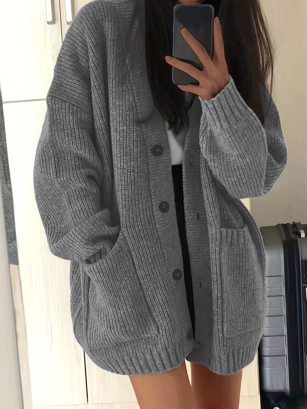 Carla | Chunky Knit Oversized Cardigan with Button-Front for Women