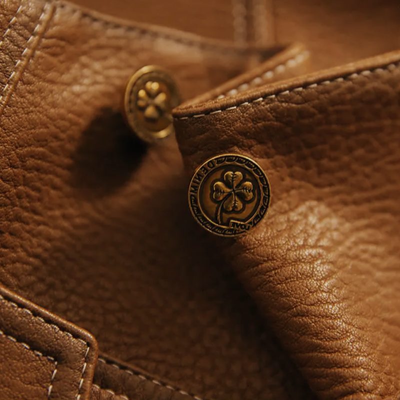 Casey | Vintage Leather Jacket with Button Front for Women