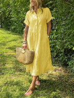 Julianne | Striped Midi Shirt Dress with Button-Down Front for Women