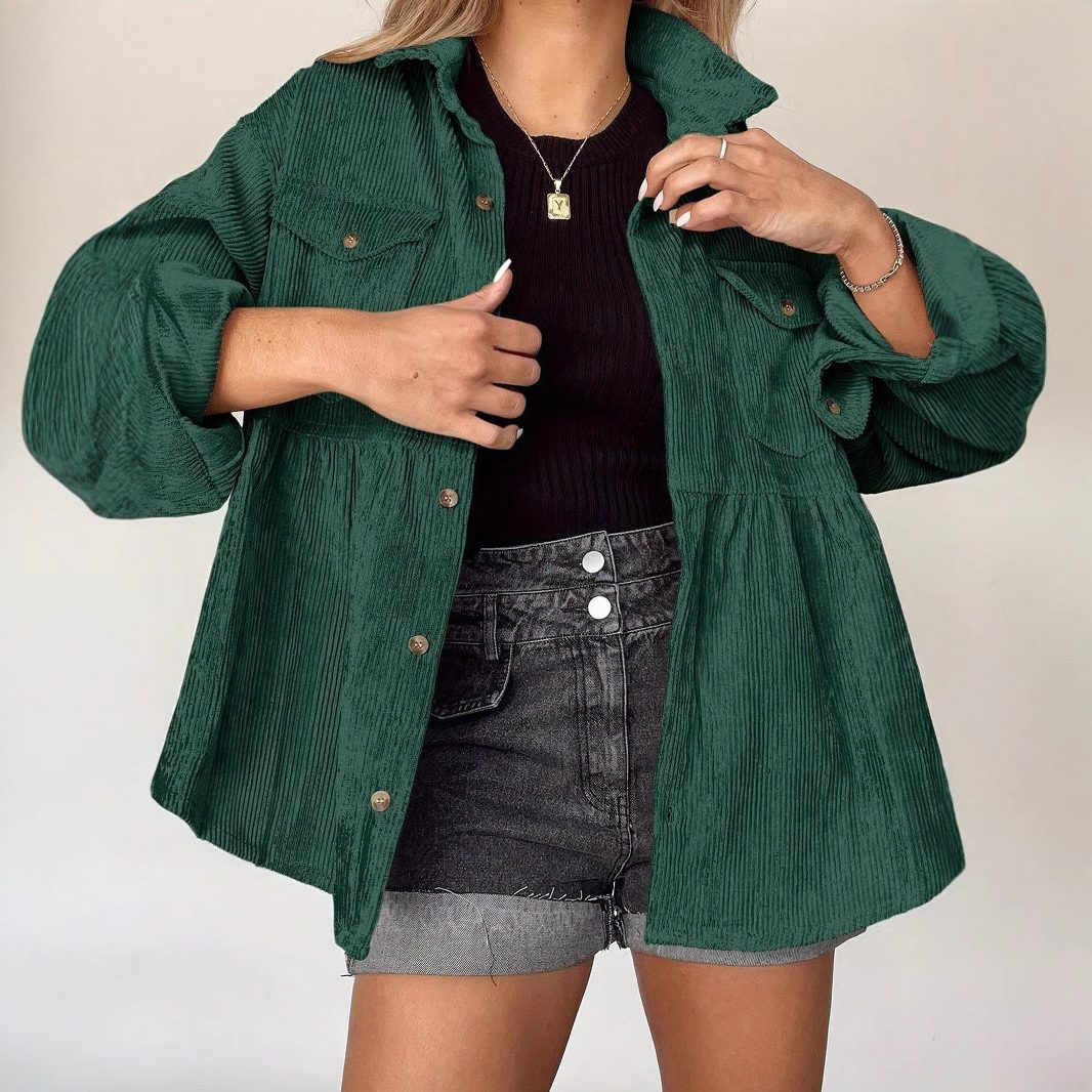 Chana | Oversized Corduroy Jacket with Gathered Waist for Women