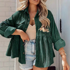 Chana | Oversized Corduroy Jacket with Gathered Waist for Women