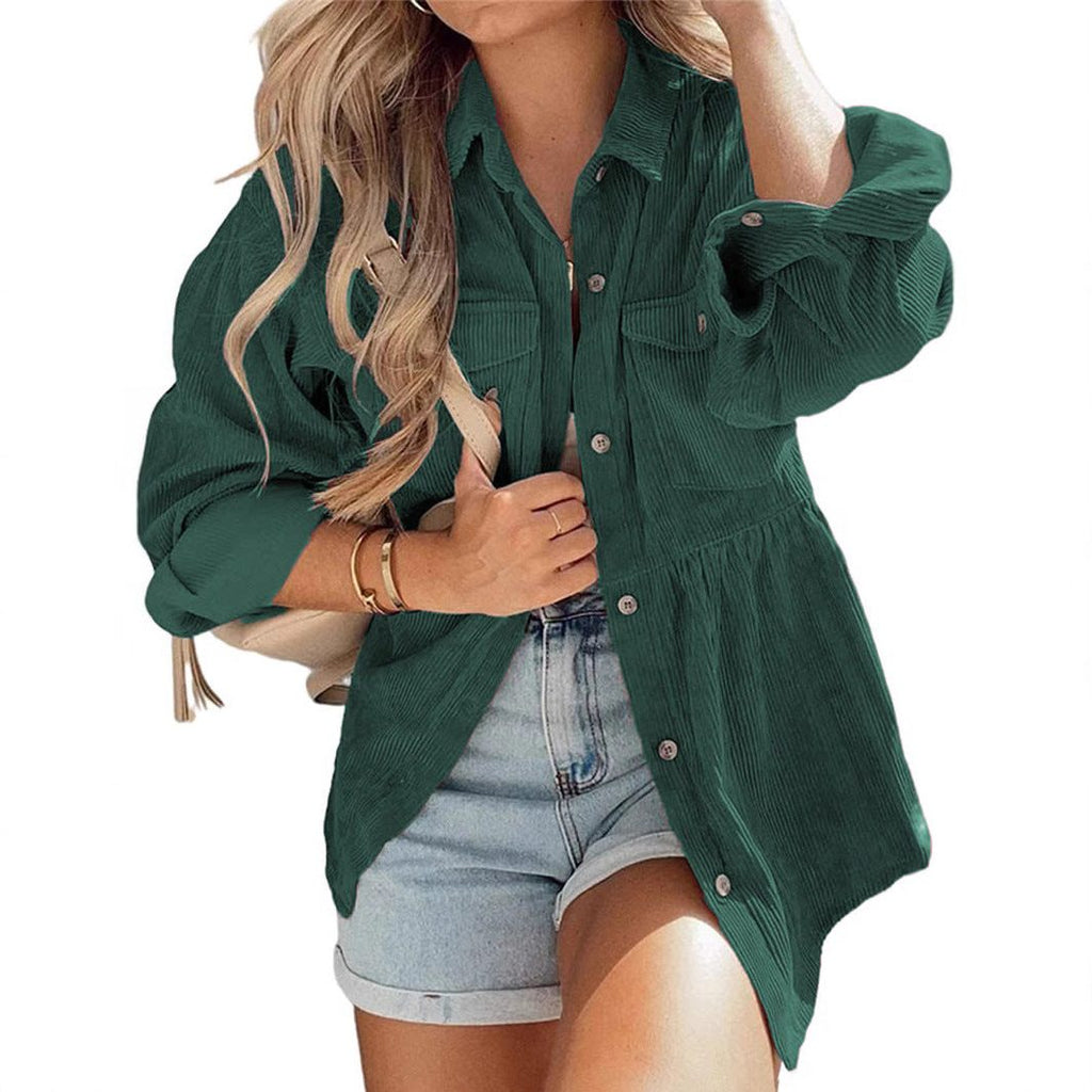 Chana | Oversized Corduroy Jacket with Gathered Waist for Women
