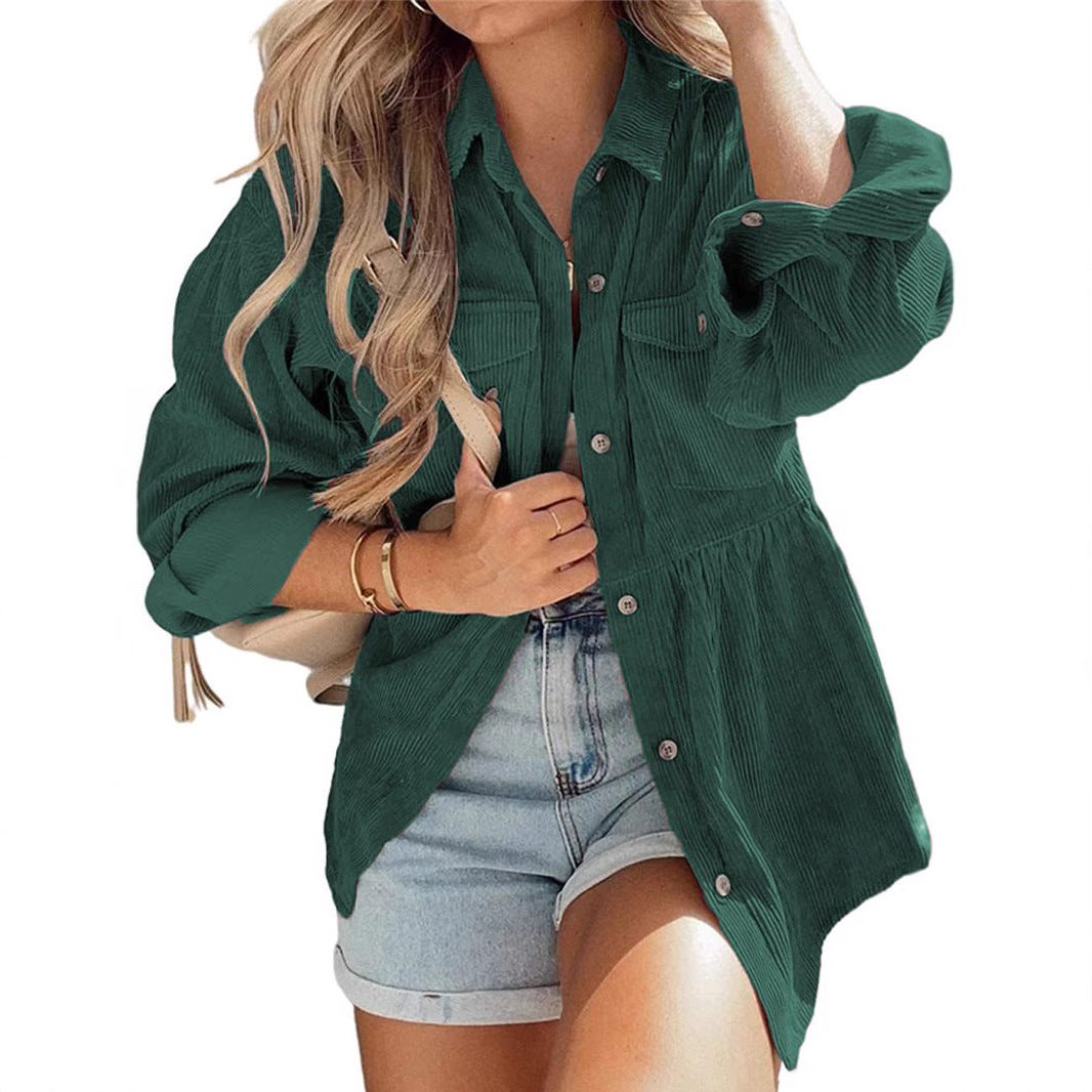 Chana | Oversized Corduroy Jacket with Gathered Waist for Women