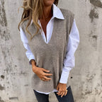 Chloé | Oversized V-Neck Ribbed Knit Sweater Vest for Women