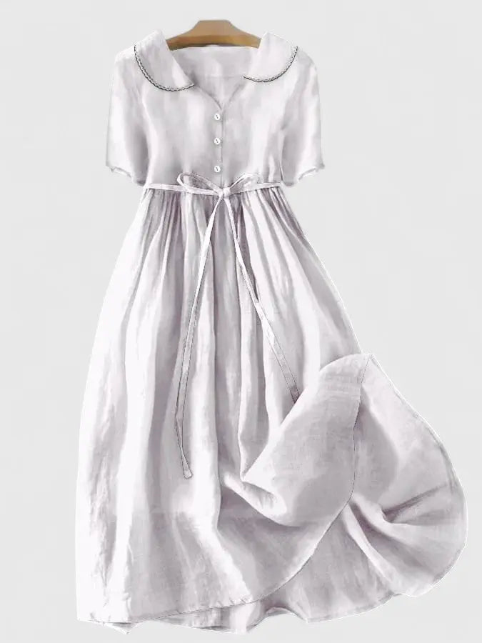 Whitney | Short Sleeve Peter Pan Collar Midi Dress for Women