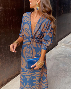 Dariana | V-Neck Maxi Dress with Long Sleeves for Women