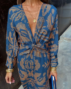 Dariana | V-Neck Maxi Dress with Long Sleeves for Women