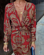 Dariana | V-Neck Maxi Dress with Long Sleeves for Women