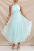 Catalina | Tulle Wedding Guest Halterneck A-Line Midi Dress for Women