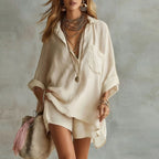 Delphine | Linen Oversized Shirt and Shorts Set for Women