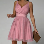 Dina | Sequin Midi Dress with Wraparound V-Neck for Women