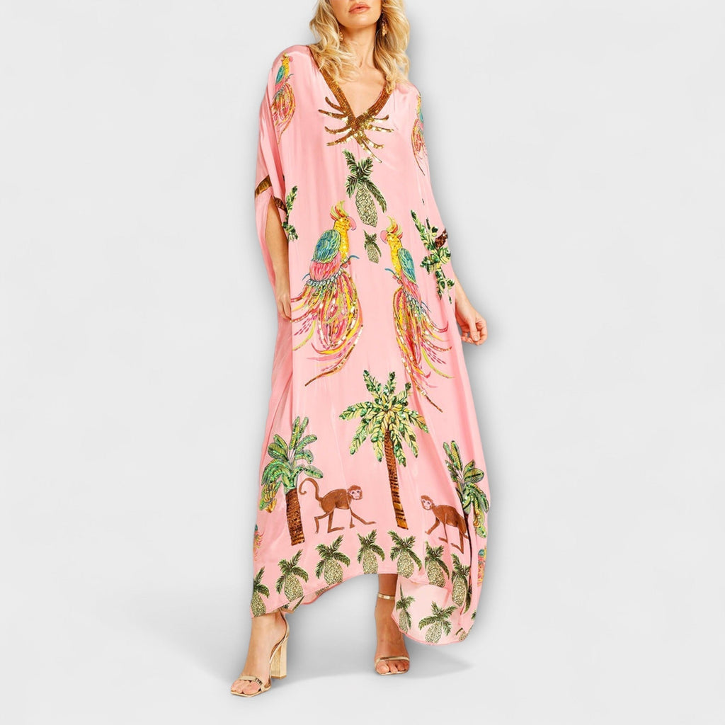 Antonella | V-Neck Maxi Dress with Half Sleeves for Women