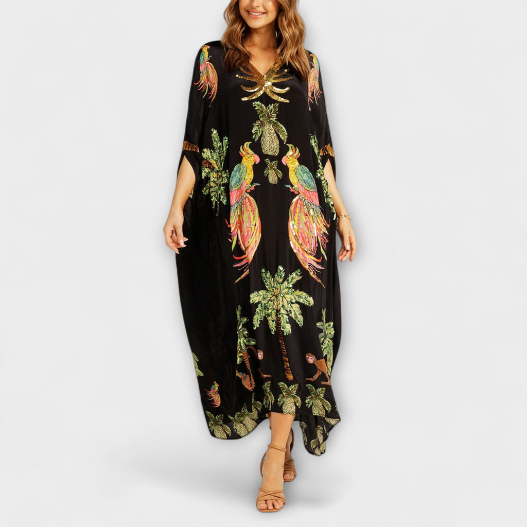Antonella | V-Neck Maxi Dress with Half Sleeves for Women