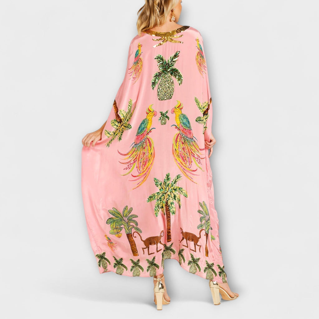 Antonella | V-Neck Maxi Dress with Half Sleeves for Women