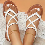Aniela | Flat Sandals with Open Toe and Straps for Women