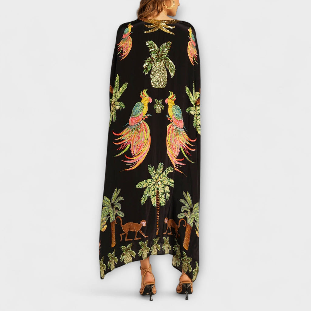 Antonella | V-Neck Maxi Dress with Half Sleeves for Women
