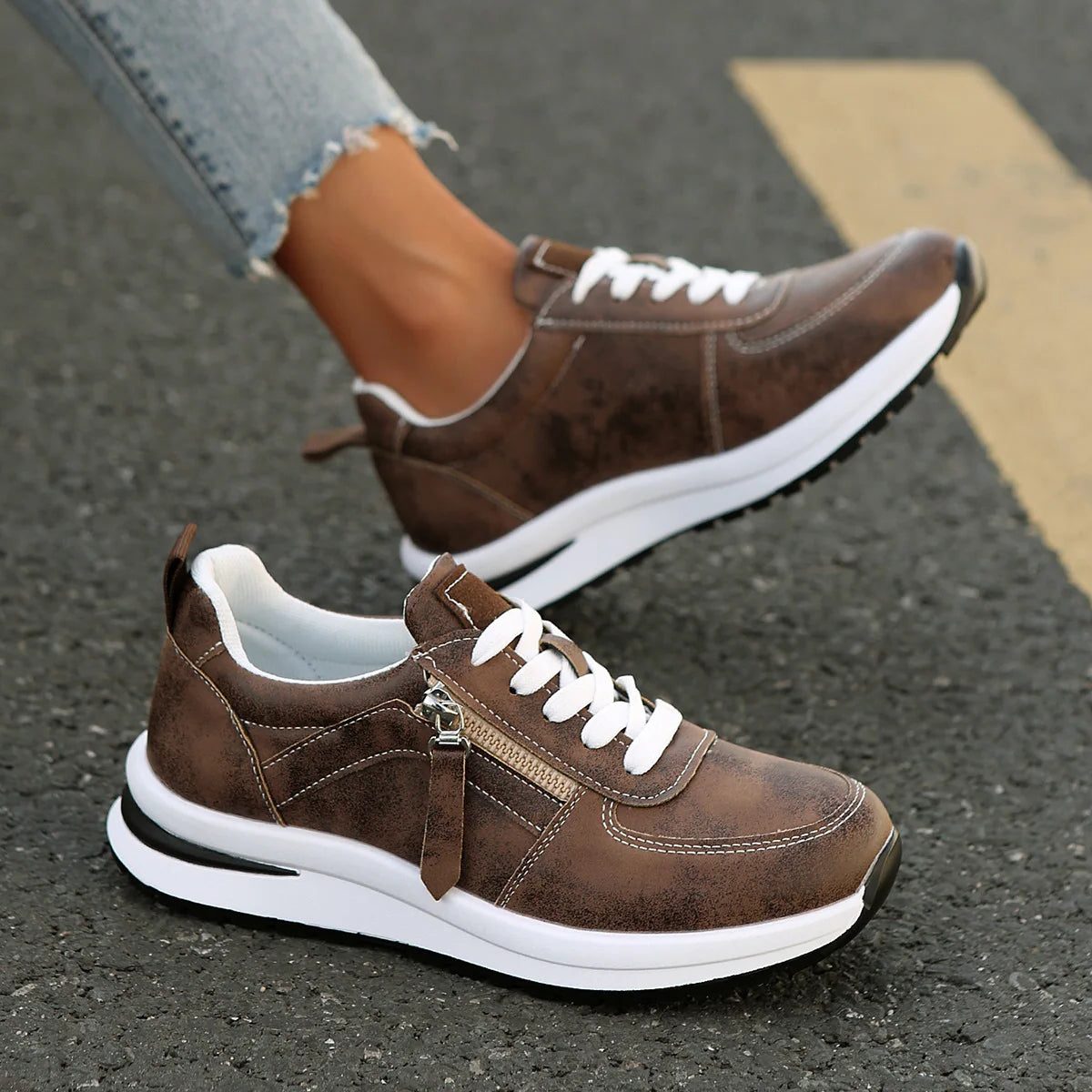 Edmee | Suede Lace-Up Sneakers for Women