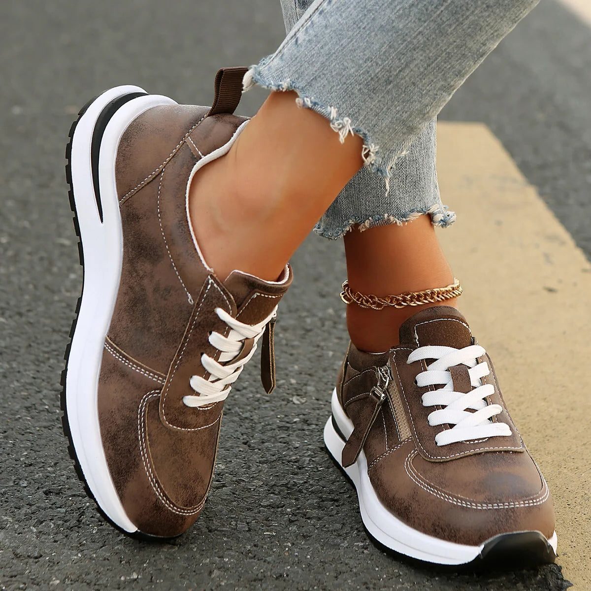 Edmee | Suede Lace-Up Sneakers for Women