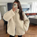 Elaina | Oversized Fleece Jacket with Stand Collar for Women