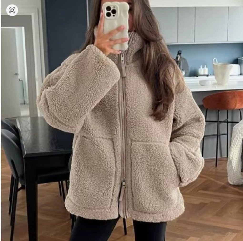 Elaina | Oversized Fleece Jacket with Stand Collar for Women