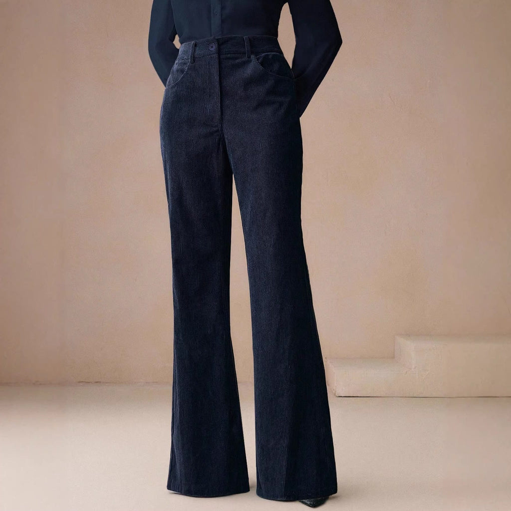Elara | High Waist Wide Leg Corduroy Pants for Women