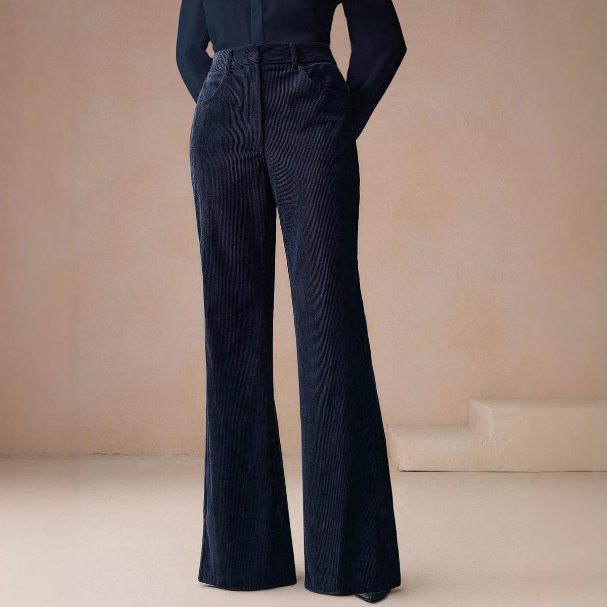 Elara | High Waist Wide Leg Corduroy Pants for Women