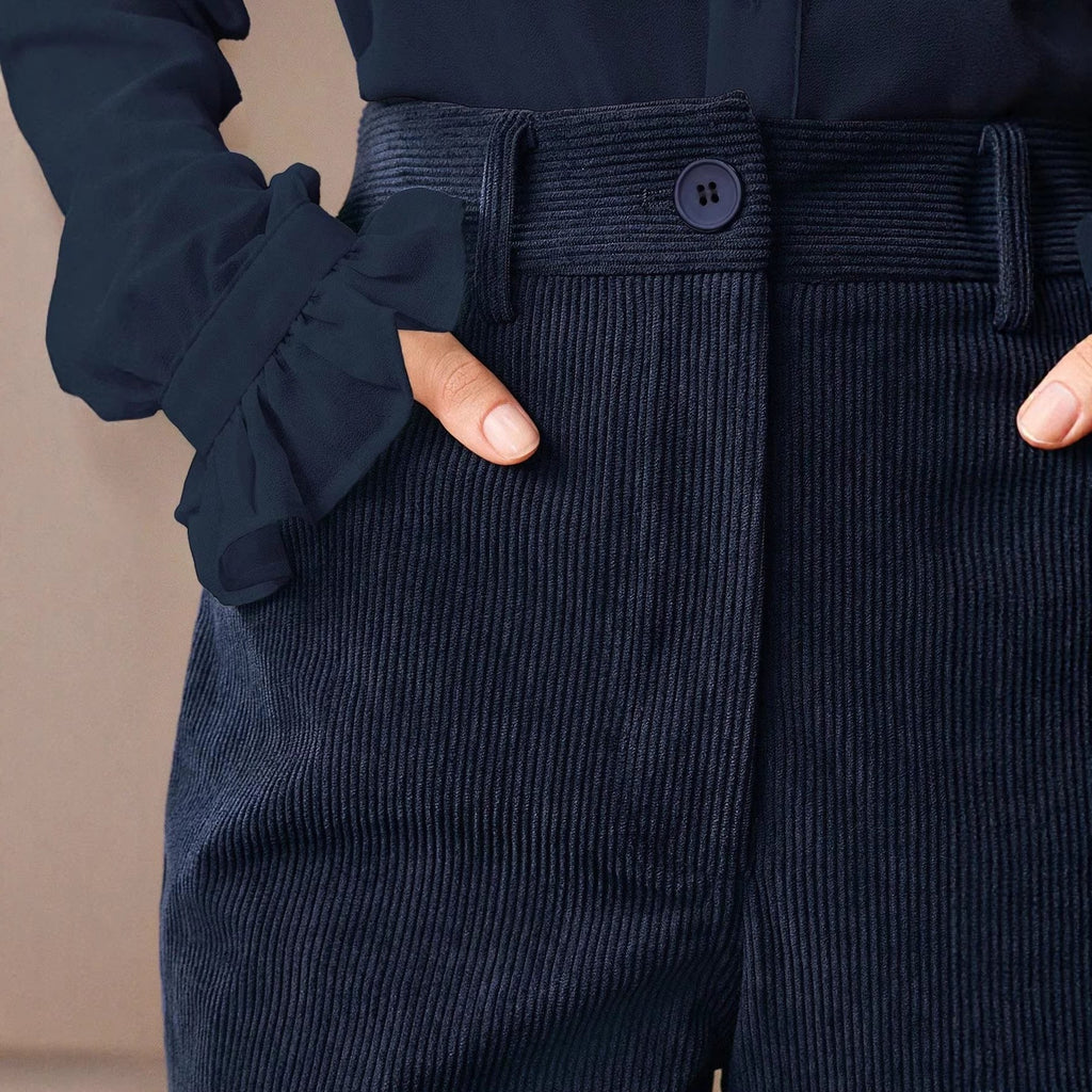Elara | High Waist Wide Leg Corduroy Pants for Women