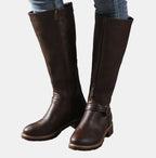 Elif | Tall Block Heel Riding Boots with Buckle Strap for Women