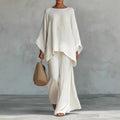 Evangeline | Linen Asymmetric Wide Leg Set for Women