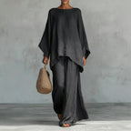 Evangeline | Linen Asymmetric Wide Leg Set for Women
