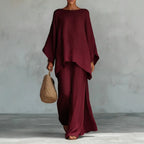 Evangeline | Linen Asymmetric Wide Leg Set for Women