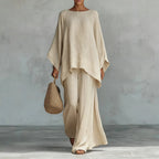 Evangeline | Linen Asymmetric Wide Leg Set for Women