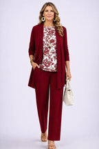 Evelyn | Floral Longline Cardigan Three-Piece Set for Women
