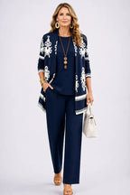 Evelyn | Floral Longline Cardigan Three-Piece Set for Women