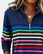 Iris | Striped Half-Zip Sweatshirt for Women