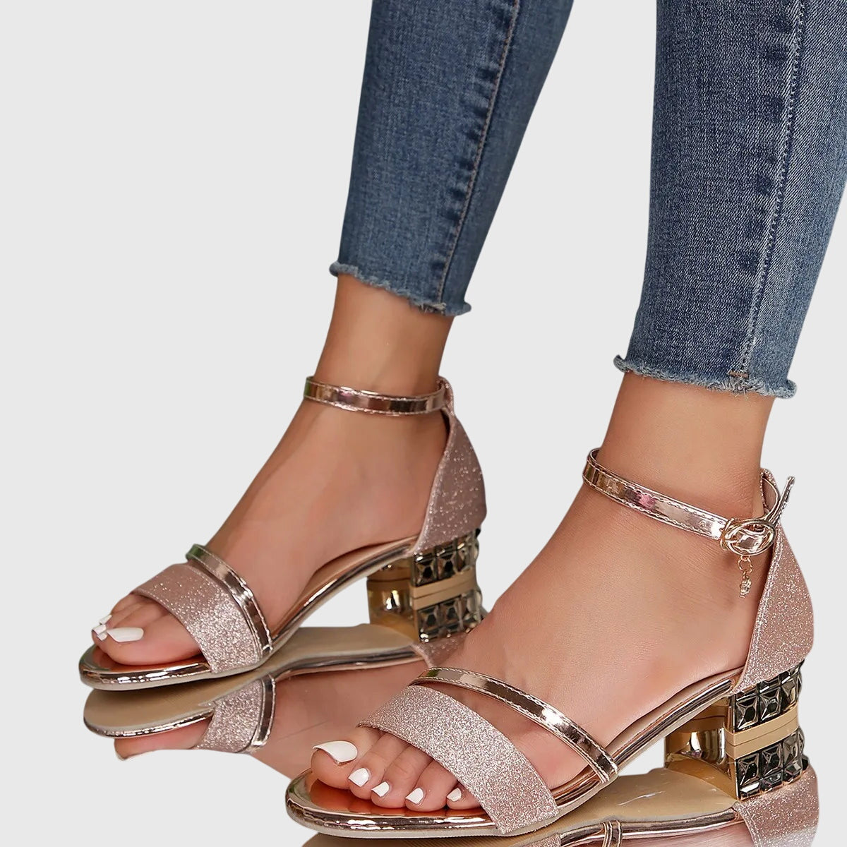 Everild | Block Heel Sandals with Ankle Strap for Women