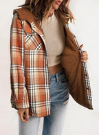 Fianna | Plaid Flannel Shirt Jacket with Sherpa Collar for Women