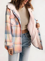 Fianna | Plaid Flannel Shirt Jacket with Sherpa Collar for Women