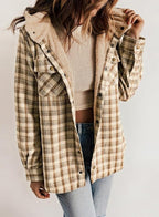 Fianna | Plaid Flannel Shirt Jacket with Sherpa Collar for Women