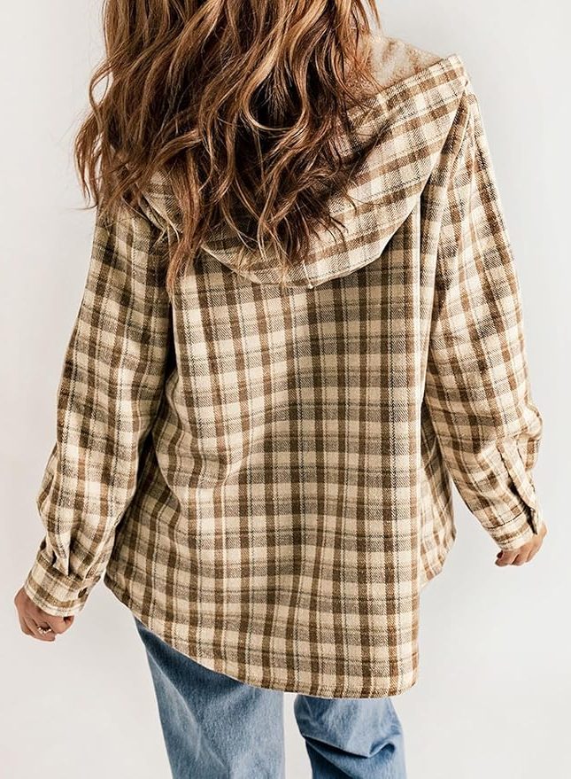 Fianna | Plaid Flannel Shirt Jacket with Sherpa Collar for Women