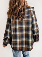 Fianna | Plaid Flannel Shirt Jacket with Sherpa Collar for Women