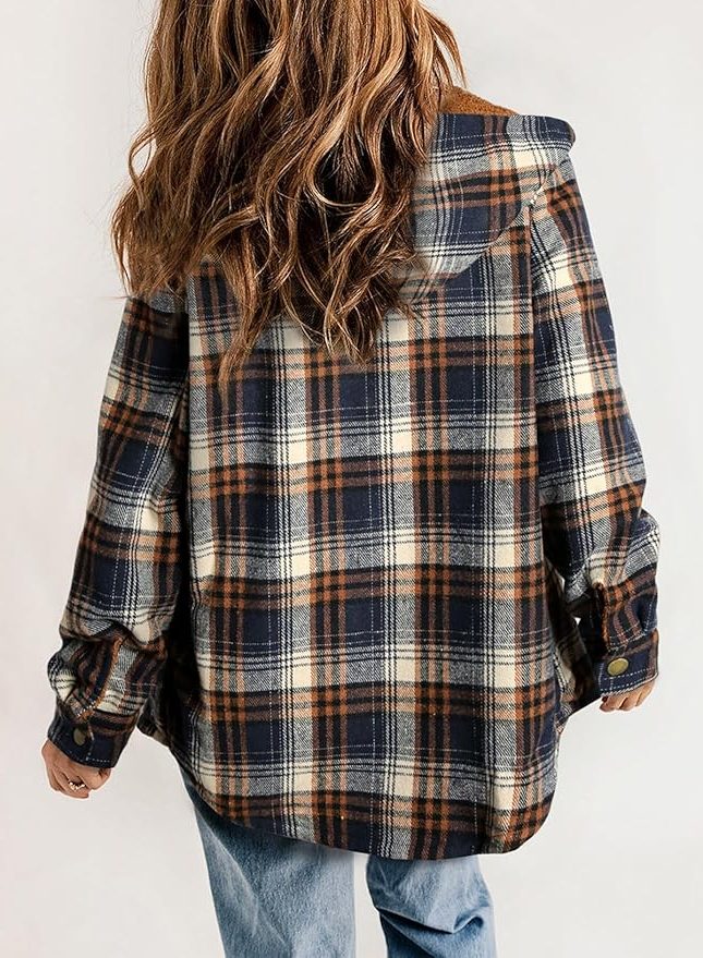 Fianna | Plaid Flannel Shirt Jacket with Sherpa Collar for Women