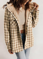 Fianna | Plaid Flannel Shirt Jacket with Sherpa Collar for Women