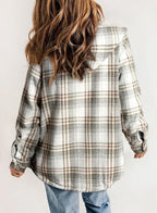 Fianna | Plaid Flannel Shirt Jacket with Sherpa Collar for Women