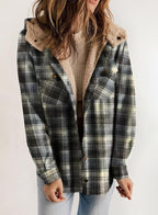 Fianna | Plaid Flannel Shirt Jacket with Sherpa Collar for Women