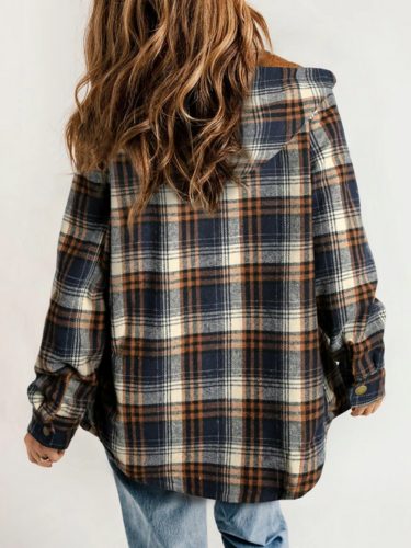 Fianna | Plaid Flannel Shirt Jacket with Sherpa Collar for Women
